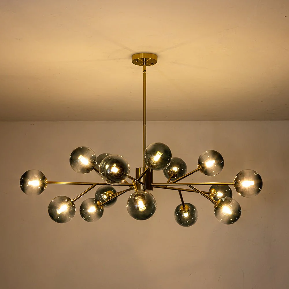 15-Light Branch Blue Glass Globe Bubble Chandelier - Image 12
