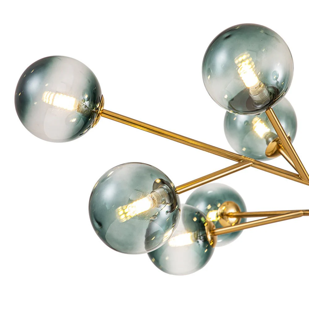 15-Light Branch Blue Glass Globe Bubble Chandelier - Image 8