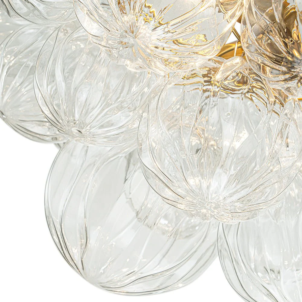 3-Light Brass Sculpture Glass Globe Bubble Semi Flush Chandelier - Image 10