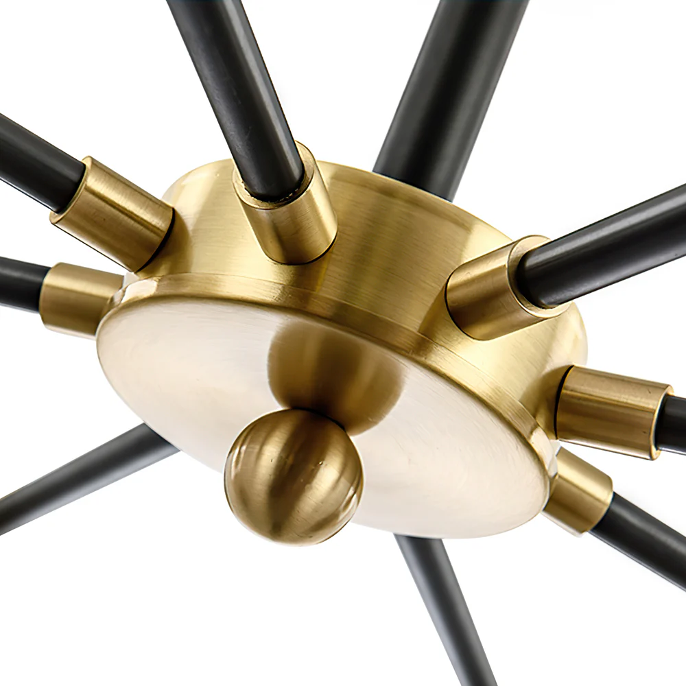 Black and Brass Mid-century Sputnik Chandelier - Image 8