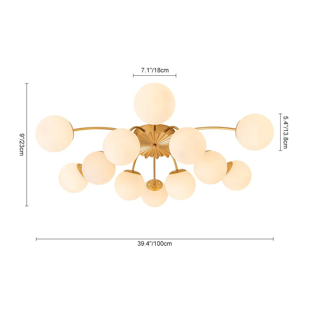 Blossom 12-Light Opal Glass Bubble Semi Flush Chandelier - Image 28