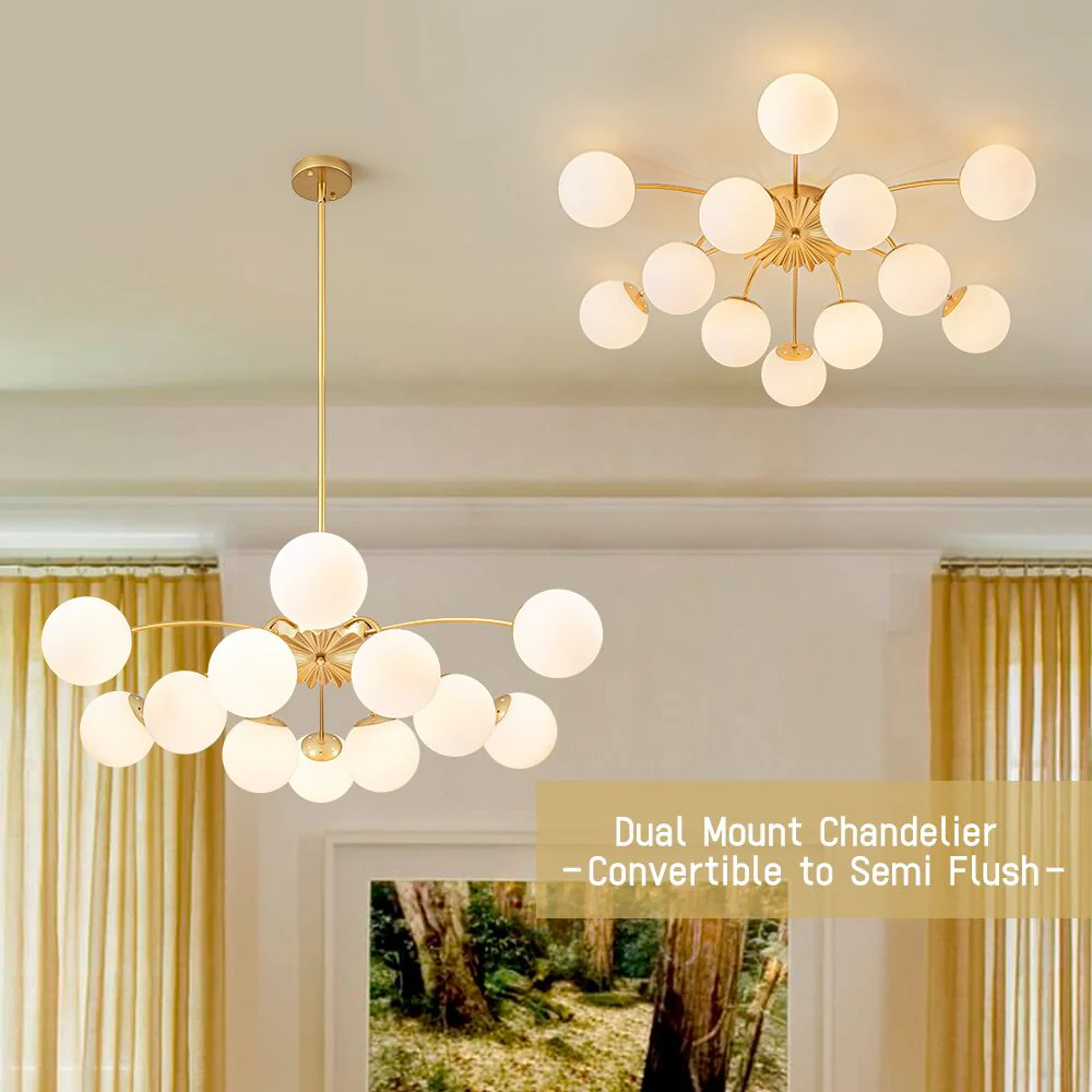 Blossom 12-Light Opal Glass Bubble Semi Flush Chandelier - Image 9