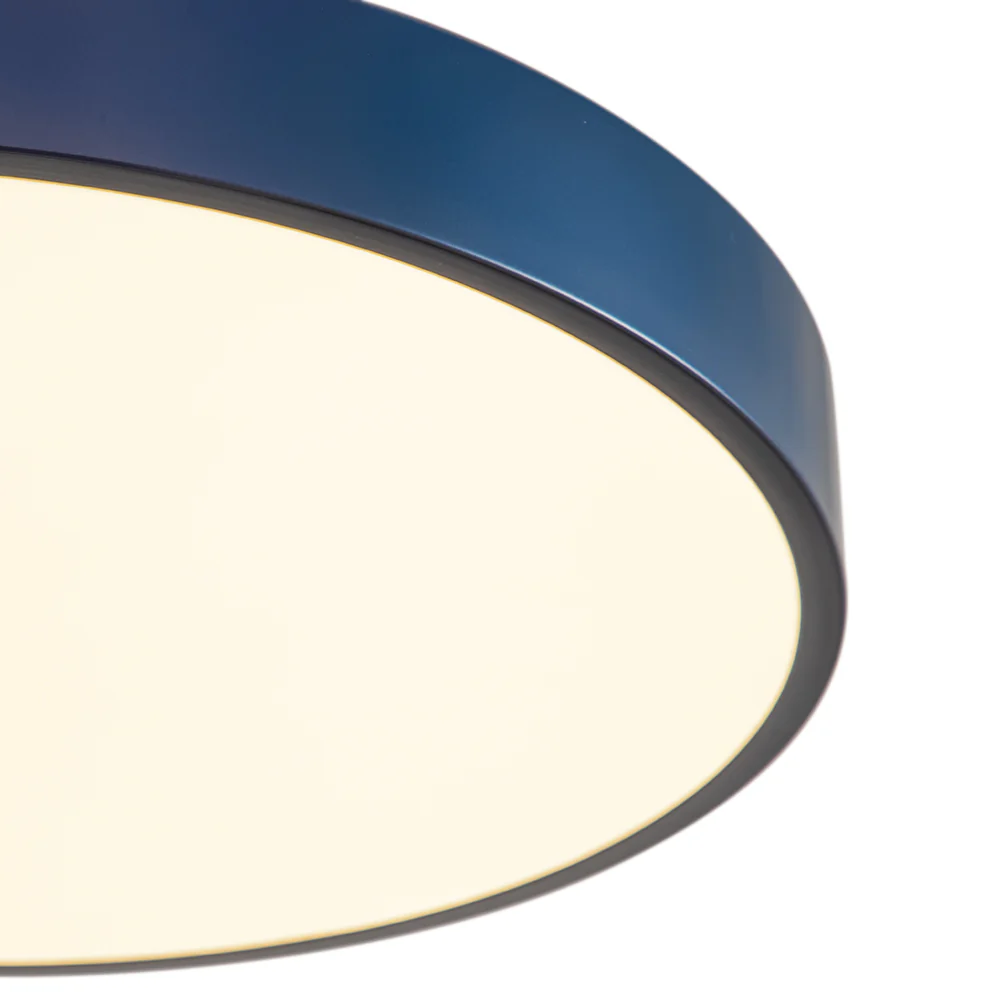 Contemporary Brass Blue Round LED Semi Flush Lighting - Image 9