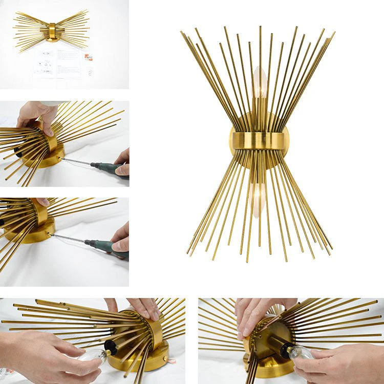 Mid Century 2-Light Sunburst Wall Sconce - Image 6