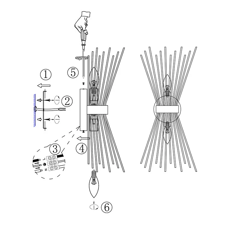 Mid Century 2-Light Sunburst Wall Sconce - Image 7