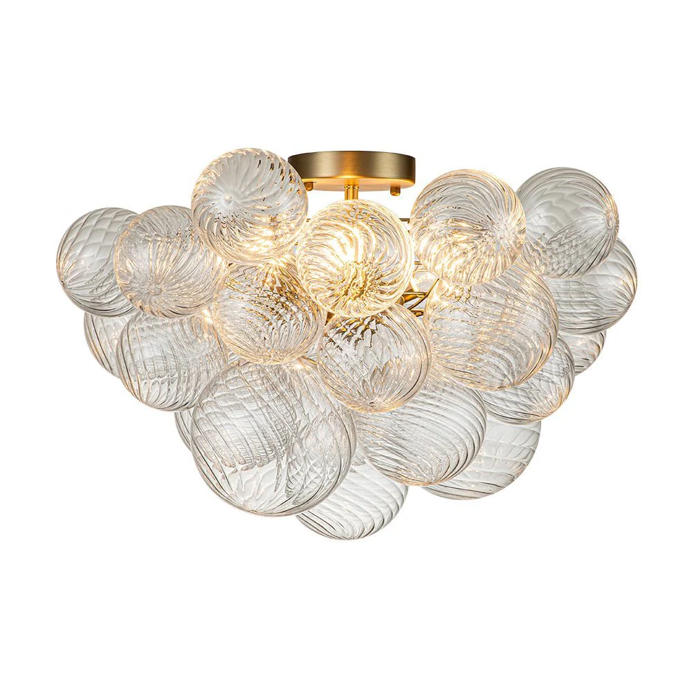 (OpenBox) 3-Light Cluster Ribbed Glass Bubble Semi Flush Chandelier - Image 9