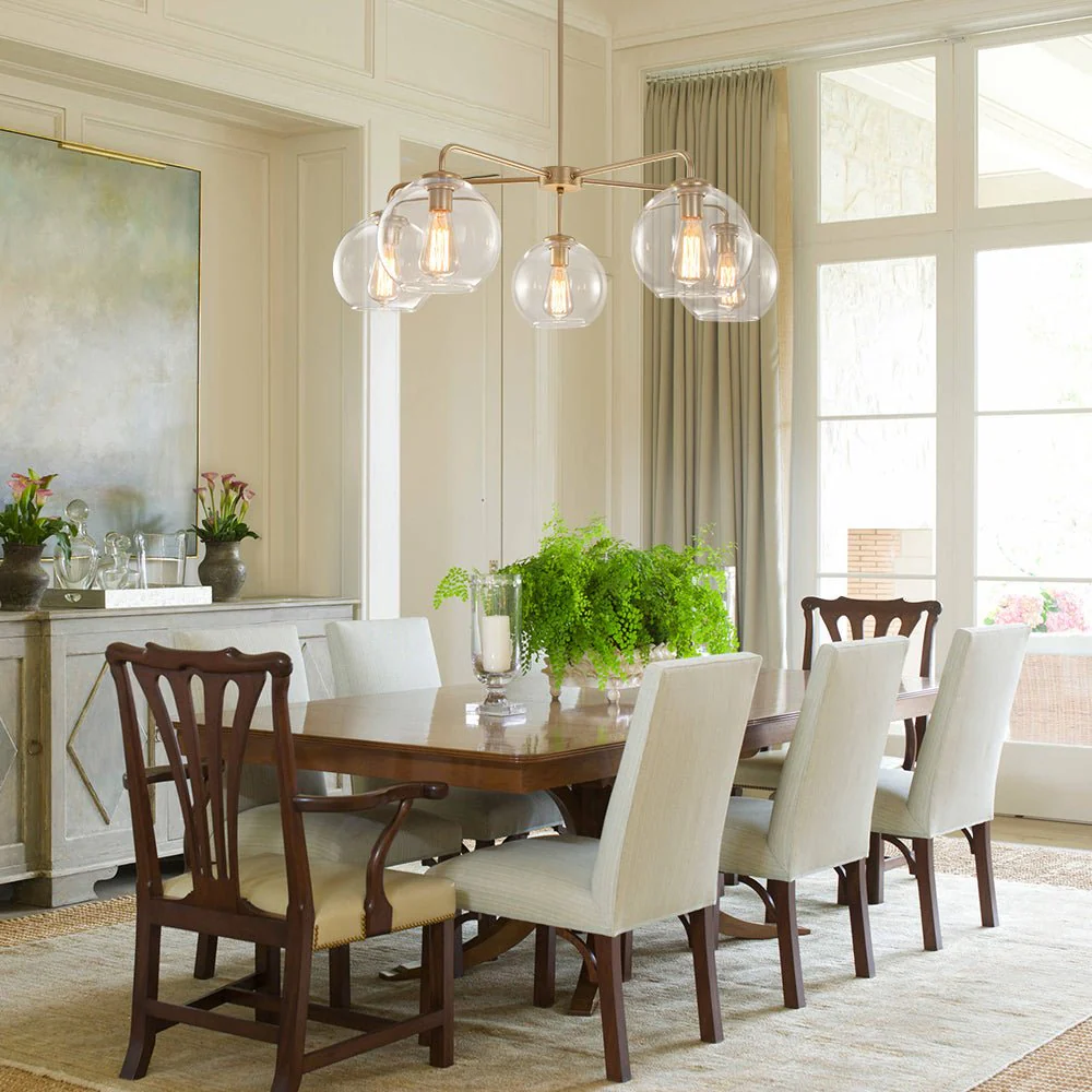 Round Globe Sputnik 5-light Chandelier Bubble Glass Design - Image 5