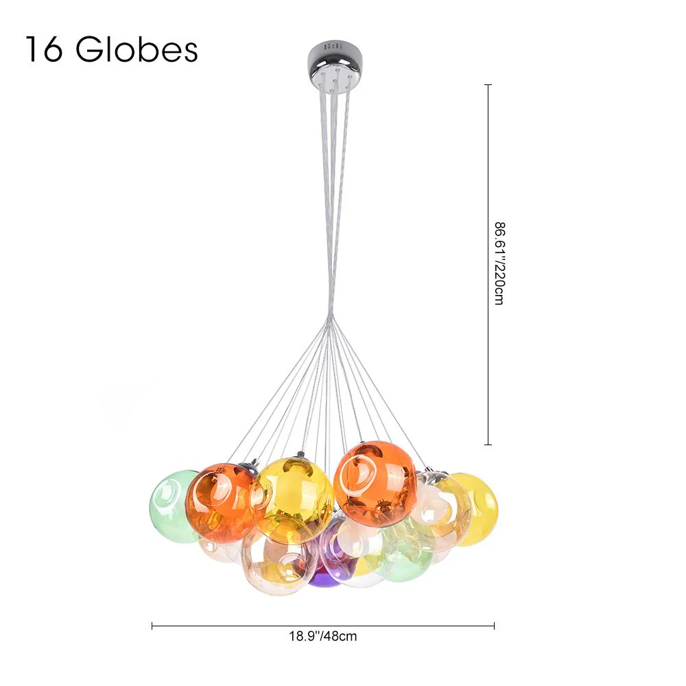 Unique Multi-Color Globe Cluster Chandelier - Image 18