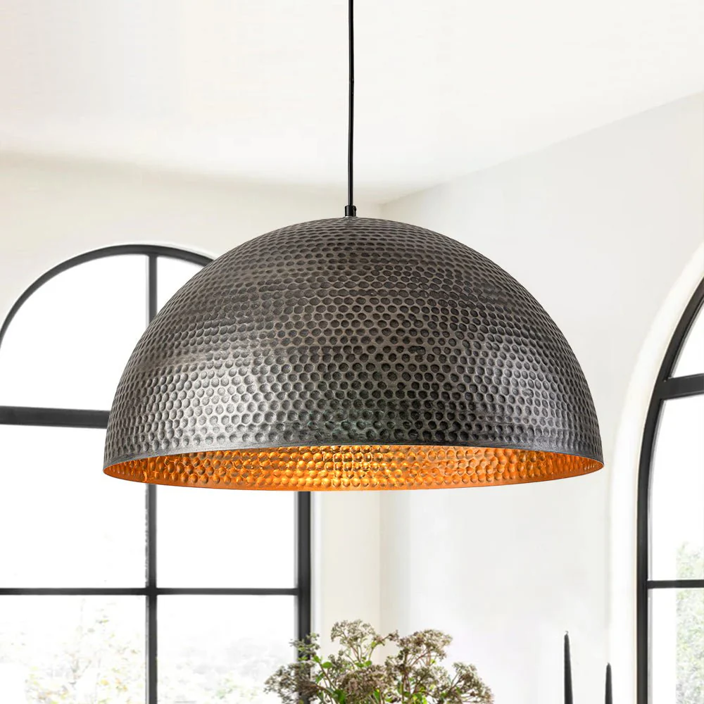 Vintage Luxe Oversized Hammered Dome Pendant Light - Image 4
